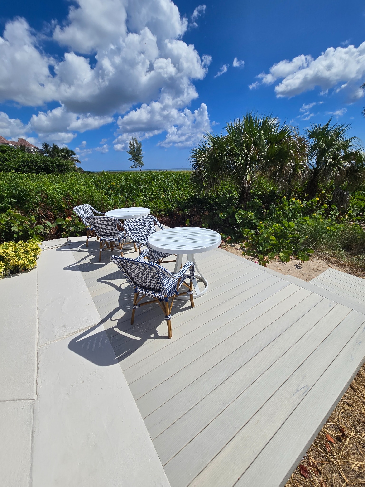 Beachfront deck lounge area