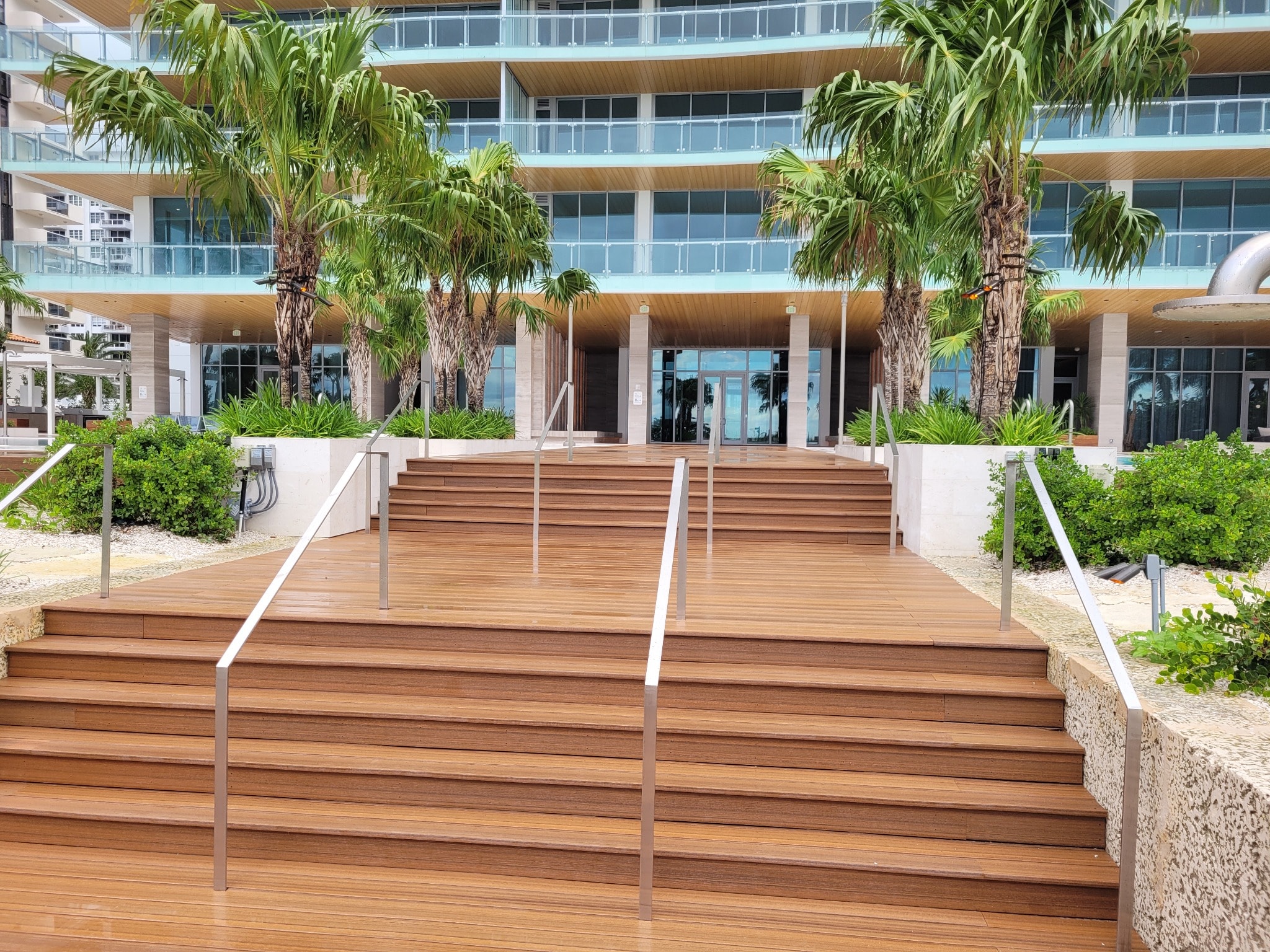 Commercial Ipe hardwood staircase construction