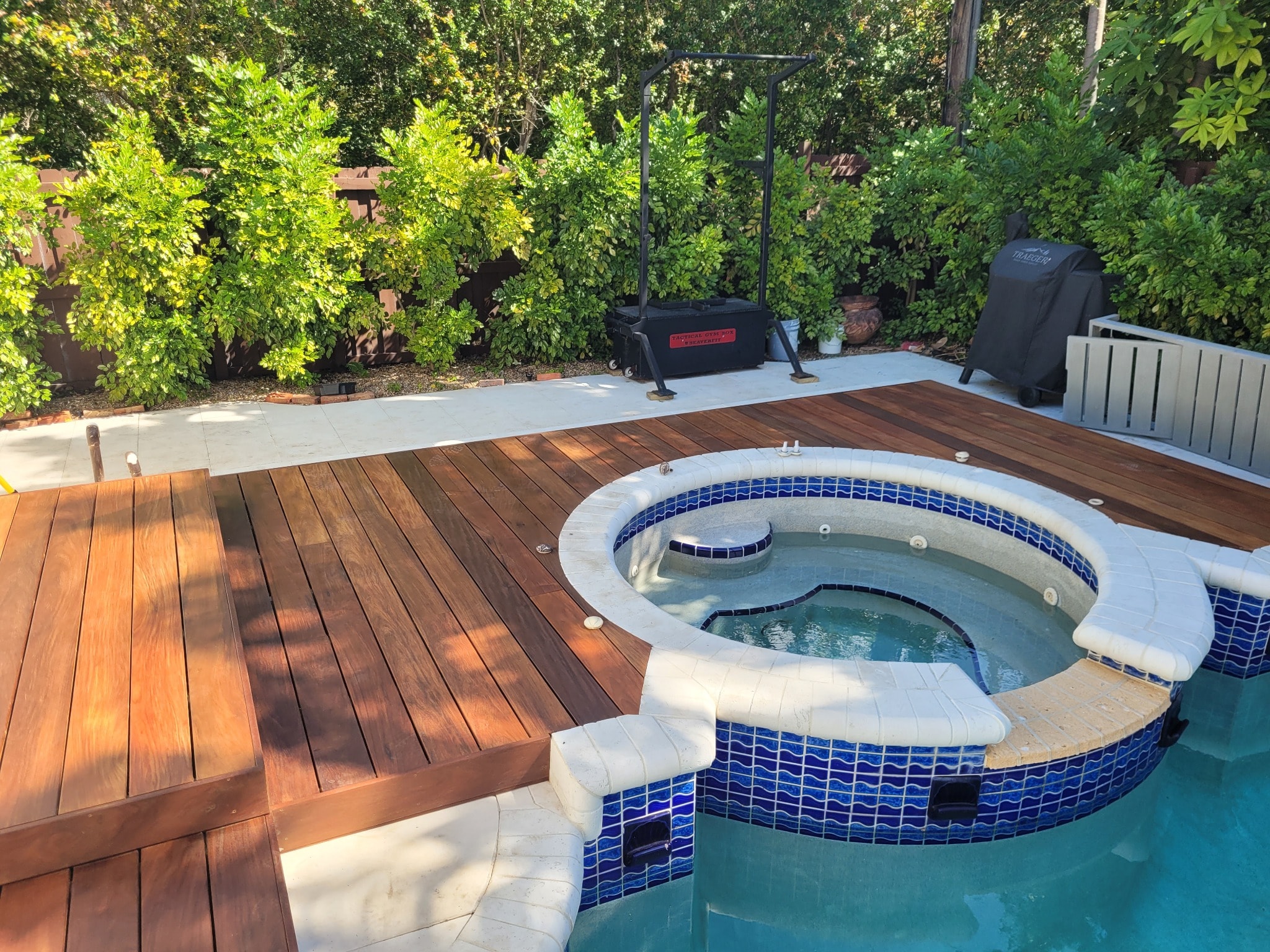 Ipe hardwood pool deck and spa