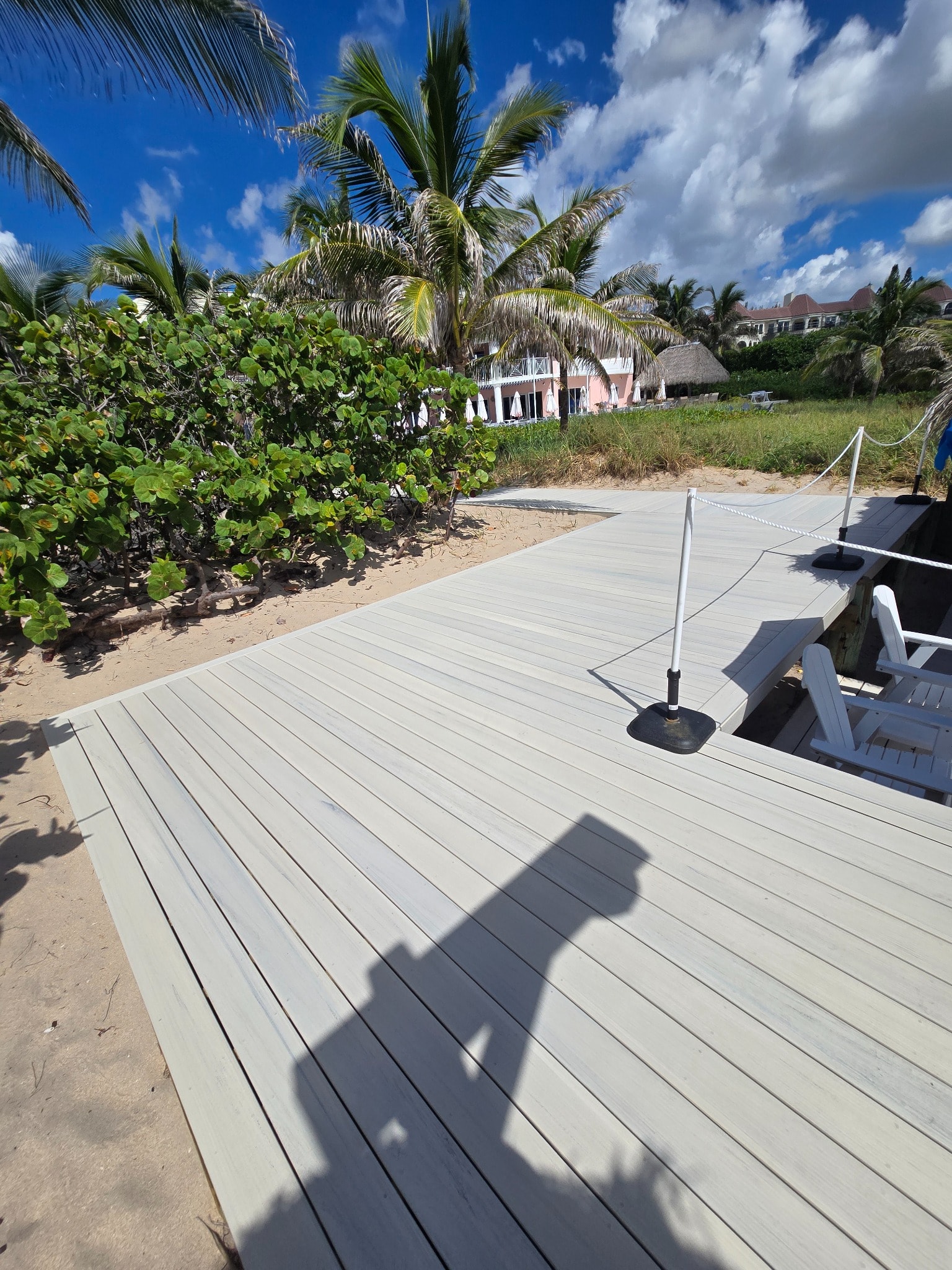 Elevated boardwalk platform over water