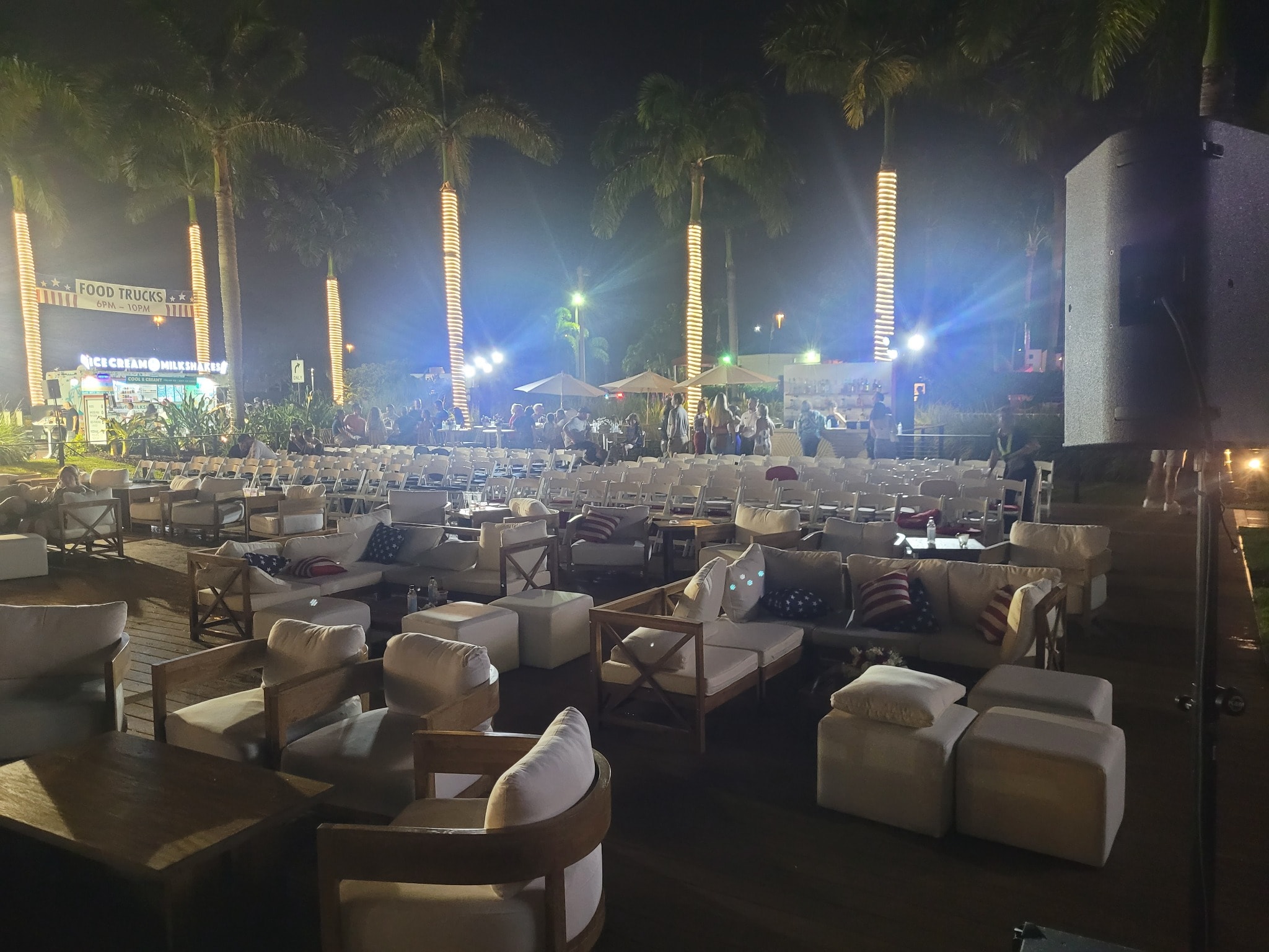 Hospitality deck with night lighting