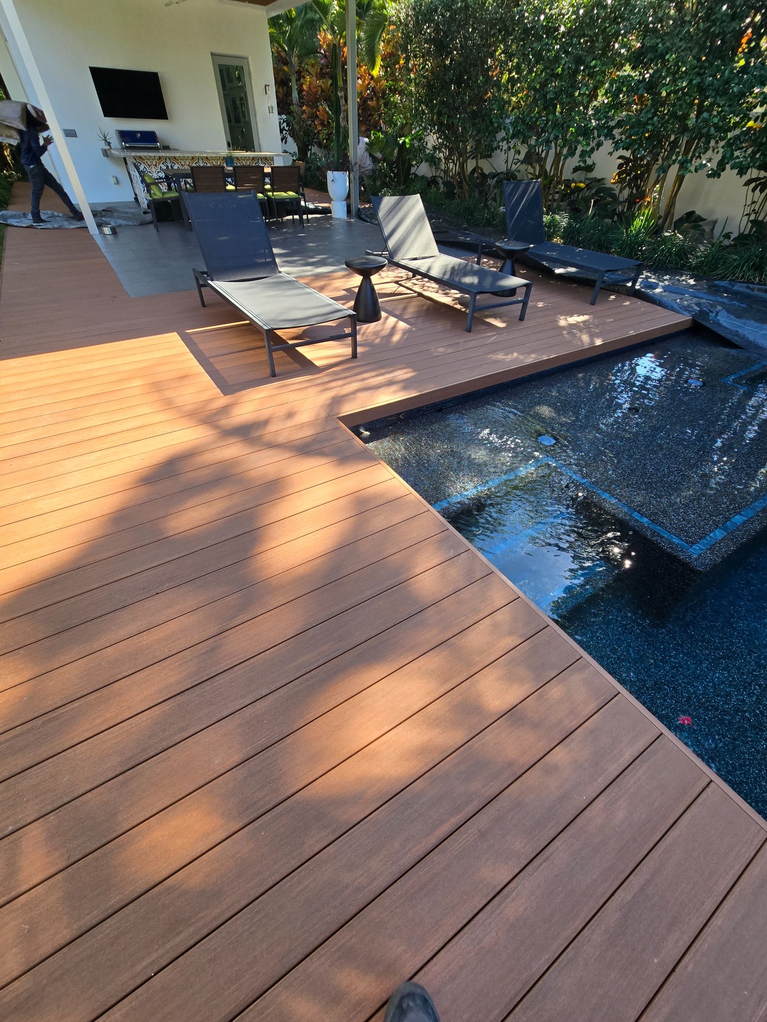 Ipe pool deck lounge area
