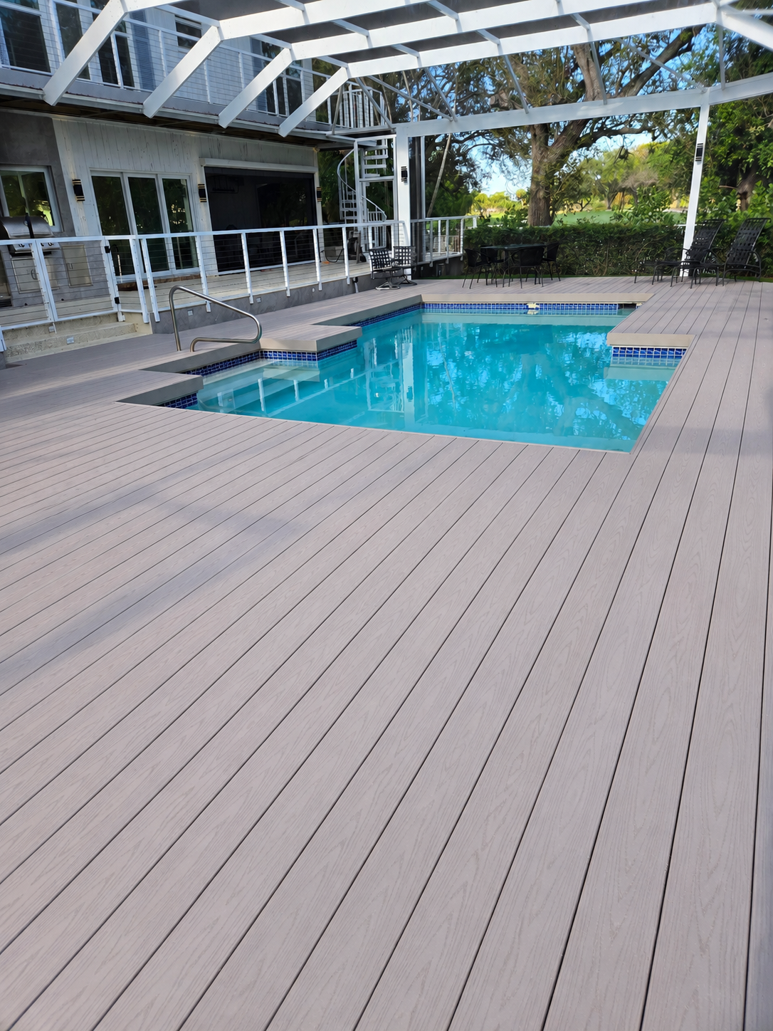 TimberTech Slate Gray PVC deck installation
